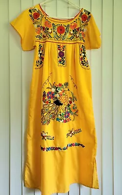 Handmade Mexican Embroidered Vintage Tunic Dress Fiesta Festival Size Small • $30