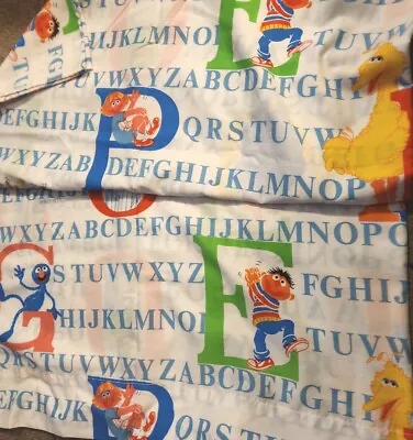  VINTAGE Sesame Street ABC Alphabet TWIN FLAT SHEET Only CLEAN BRITE CRAFTS • $13.95