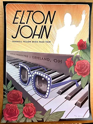 ELTON JOHN Cleveland OH 2022 Farewell Yellow Brick Road Tour AP Poster S/N #/75 • $97.77