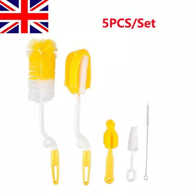 5Pcs/set Baby Bottle Cup Brush Cleaner Glass Cleaning Nylon Sponge Brush Tool UK • £8.27