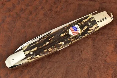 Vintage Kissing Crane Solingen Germany Stag Civil War Cigar Whittler Knife 14064 • $180
