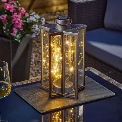 Solar Garden Lantern Light Hanging Star Firefly Effect Outdoor Decor LED Lamp • £17.99