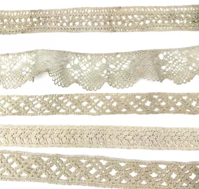 Antique Vtg Crochet Lace Trim Edging Beige Sewing Lot 6.01 Yards • $99.99