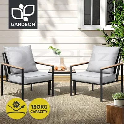 Gardeon Outdoor Furniture 3pcs Lounge Setting Bistro Set Chairs Table Patio • $193.95