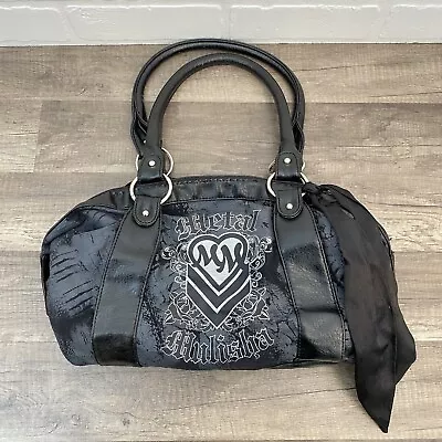 Vintage Y2K Metal Mulisha Purse Black Logo Canvas Shoulder Handbag MISSING LINER • $16.99