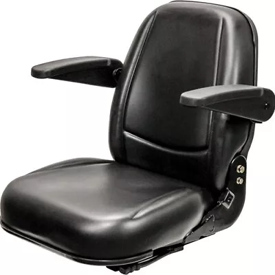 Fits JCB 520 Telehandler Seat Assembly W/Arms - Black Vinyl • $404
