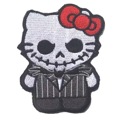 Jack Kitty Hello Skellington Mash Up Embroidered Hook And Loop Morale Patch FREE • $9.99