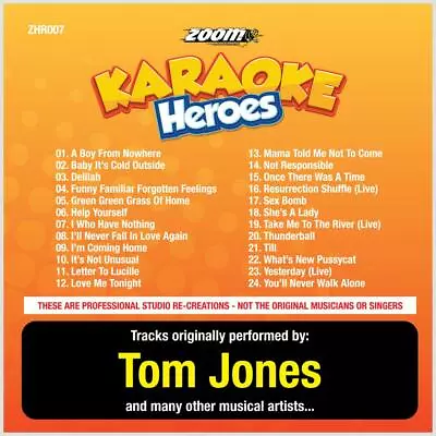 Tom Jones Karaoke CDG Disc - Zoom Karaoke Heroes Vol 7 24 Tracks CD+G ZHR007 • £6.99