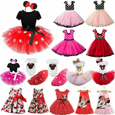 Kids Toddler Minnie Mickey Mouse Fancy Dress Costume Girl Party Tutu Tulle Dress • $18.59