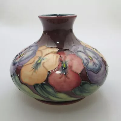 Moorcroft Pansy Pattern Squat Vase • $223.44