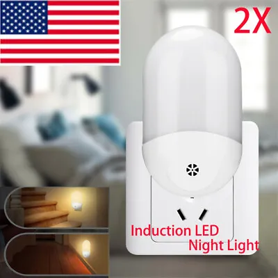 $13.37 • Buy 2Pack Sensor Induction LED Night Lamp Wall Plug-In Light For Kids Bedroom Stairs
