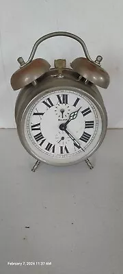 Antique Bulova Twin Bell Wind Up Alarm Clock Western Germany Glow Hands And Hour • $75