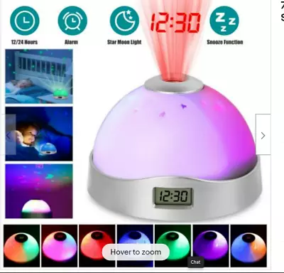 Yves Rocher Multicolor Moving Pattern LED Time Projector Night Light Alarm Clock • $8.99