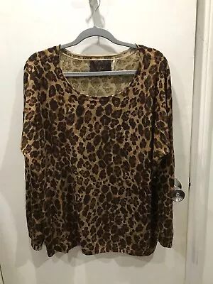 Victor Alfaro Womens Merino Wool Scoop Neck Sweater Size Large Animal Print • $5