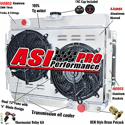 3 Row Radiator+Shroud Fan+Thermostat Fit Chevy Impala Bel Air Chevelle 1963-1968 • $327