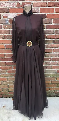 True Vintage 70’s Old Hollywood Belted Formal Gown Bernetti Originals • $99.99