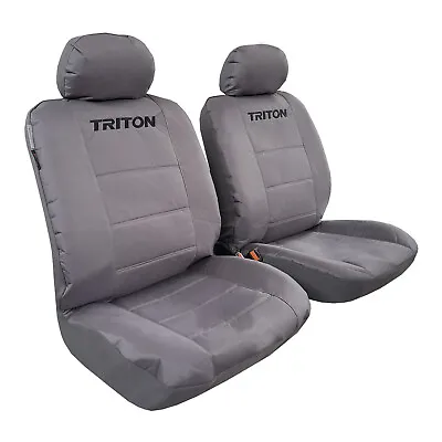 $105.05 • Buy Canvas Seat Covers For Mitsubishi Triton MQ MR 2022 Charcoal Grey Front Set
