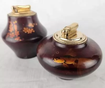 Pair Of Vintage Thanhly Made In Vietnam Table Lighters - Bird & Gold Fish Themed • $99.99