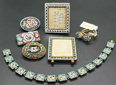 Lot Of 7 Vintage Micro Mosaic Italy - Frames - Brooches - Ring & Bracelet • $51