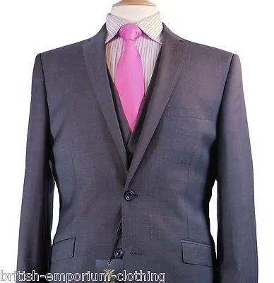Holland Esquire 3 PIECE Grey Wool Suit UK36 EU46 C36 X W30 BRAND NEW + TAGS • £219.99