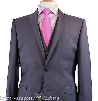 Holland Esquire 3 PIECE Grey Wool Suit UK36 EU46 C36 X W30 NEW + TAGS • £269.99