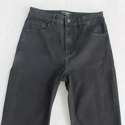 Decjuba Jeans 12 L25 Black Crop Mini Flare Mid Rise Denim Womens • $29.95