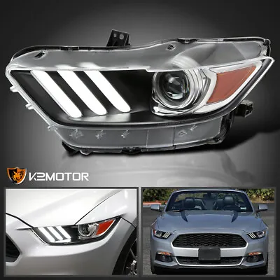 Driver Side Left Fits 2015-2017 Mustang HID/Xenon LED Bar Projector Headlight LH • $106.38