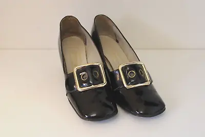 £17.50 • Buy VINTAGE Late 60's/70's Ladies Black Patent Shoe 5.5 Cm Heel By Manfield Size 4