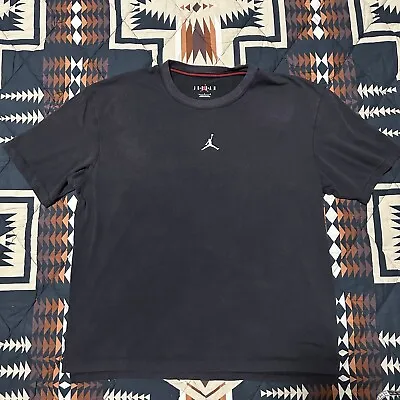 Jordan Shirt Mens Large Faded Black Dri Fit Center Jumpman Logo • $14.95