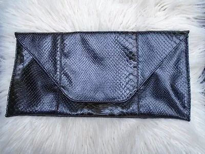 Warehouse Black Faux Snakeskin Envelope Clutch Bag • £5.95