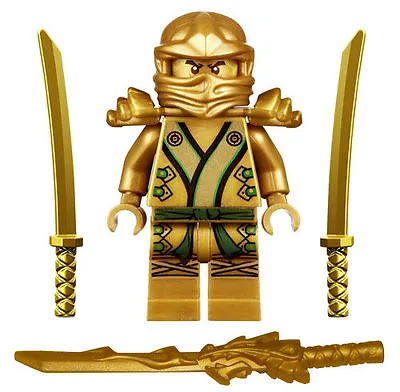 LEGO Ninjago Minifigure Golden Ninja With Weapons • $46.99