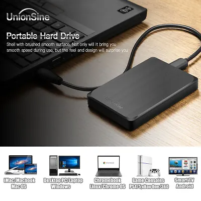 Portable External Hard Drive 500GB 2TB Slim USB 3.0 HDD Storage Game/Video/Files • £11.99