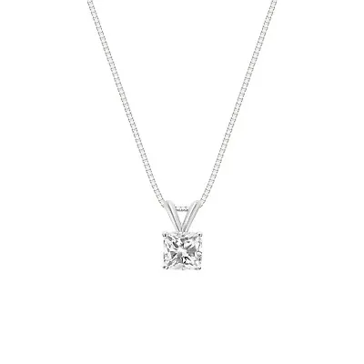 1.25 Ct Cushion Created Diamond Real Solid 14K White Gold Pendant 18  Necklace • $179.97