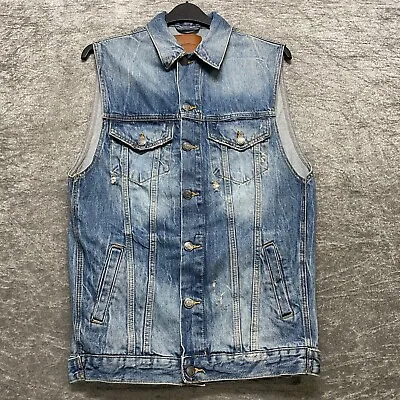 Zara Ladies Denim Gilet Size M Distressed Look • $25.25