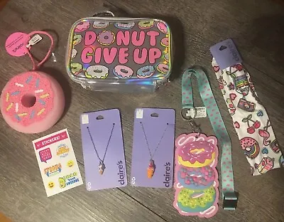 $49.65 • Buy Claire’s Donut Bag Unicorn Squishy Jewelry Hair Lot Justice Stickers