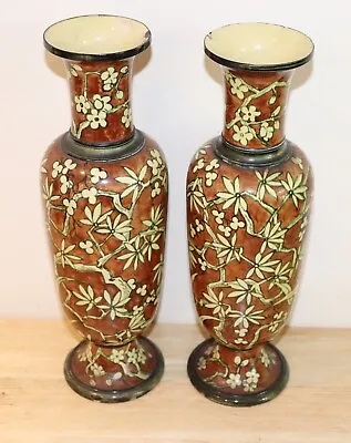 £149.99 • Buy Pair Of Lambeth Doulton Faience Vases 1875 A Euphemia Thatcher
