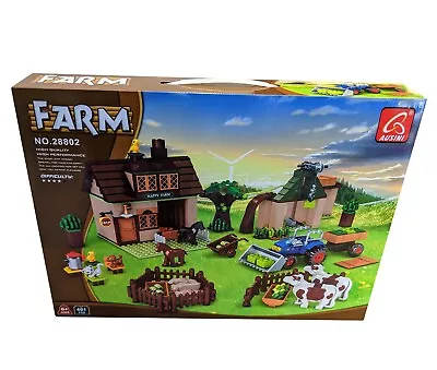 Large Farm Set House Animals Mill Tractor & 4 Figures Box Set Construction Toys • £16.93