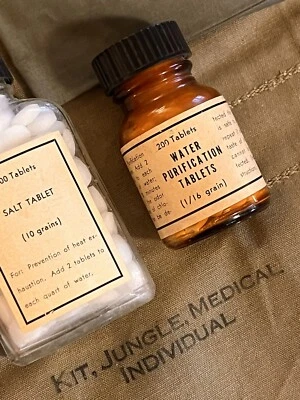 $99 • Buy WW2 WATER PURIFICATION TABLETS (USMC Corpsmen Satchel; Ind. Medical Jungle Kit)