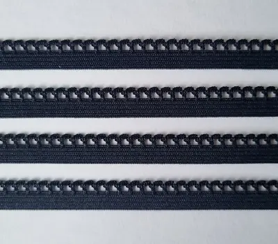 10m Of 10mm Black Elastic Scalop Picot Edge Lingerie Underwear Edging Lace Light • £4.29