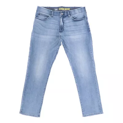 Lee Mens Extreme Motion Straight Taper Jean Denim Comfort Bottoms Light Theo New • $39.99