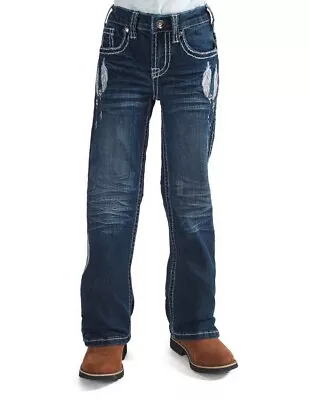 Cowgirl Tuff Western Jeans Girls Fly Bootcut Medium Wash GJFLYG • $99.93