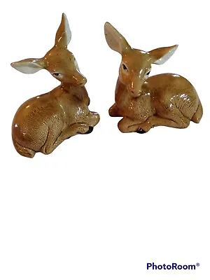 Brown Tan Deer Ceramic Set Of Female Deer 4 Inch • $13.75