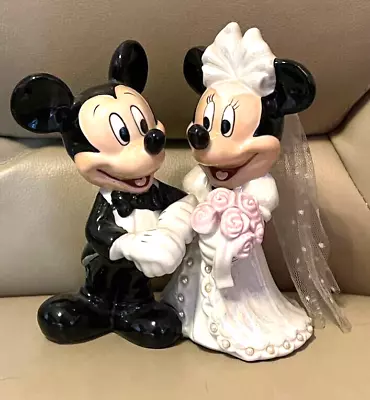 Disney Mickey And Minnie Mouse Bride And Groom Porcelain Figurine / Cake Topper • $32