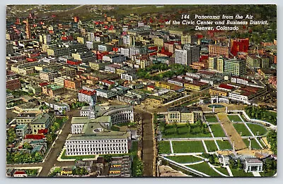 $7.99 • Buy Denver CO~Panorama From Air Of Civic Center & Business District~Vintage Postcard
