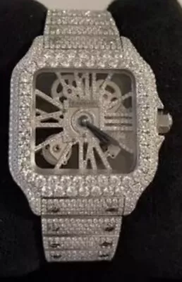 Cartier Luxury Digner Custom Skeleton Sier Moissanite Diamond Watch • $3000