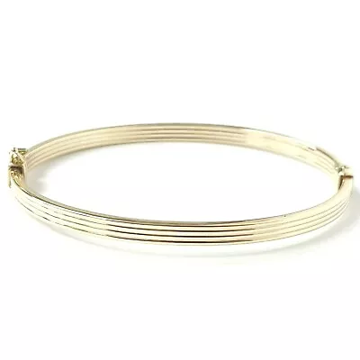 9ct Gold Bangle Ladies Hinged Safety Catch 4.2g 6.5 Inch UK Hallmarked • £275