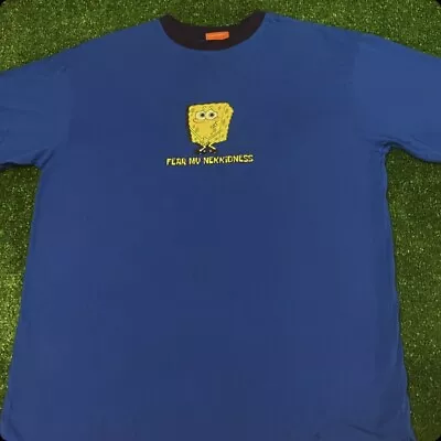 Vintage Nickelodeon SpongeBob Cartoon Fear My Naked Y2k 2005 VTG Shirt Mens XL • $29.99