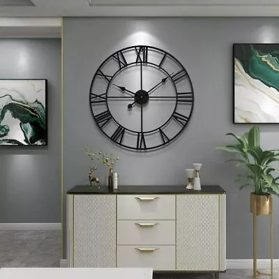$35.99 • Buy Large Roman Wall Clock Big Numeral Giant Round Face Outdoor Garden 50cm Silent