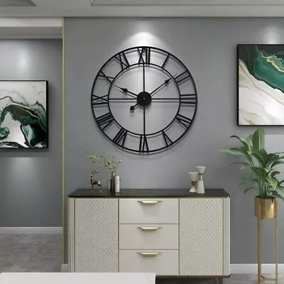 Large Roman Wall Clock Big Numeral Giant Round Face Outdoor Garden 50cm Silent • $30.89