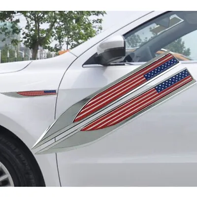 2X Metal USA American Flag Car Fender Side Knife Emblem Badge Decal Sticker • $17.60